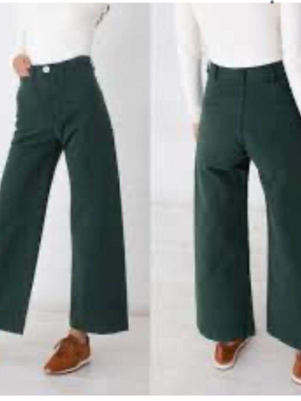 Zara Women Ivory High-Rise Wide Leg Raw Hem Jeans Trousers Size 6